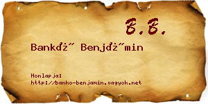 Bankó Benjámin névjegykártya